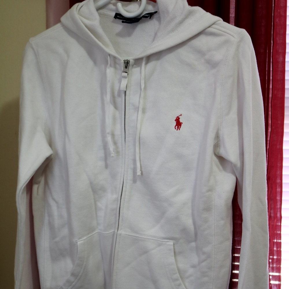 Polo hooded, zip-up sweater